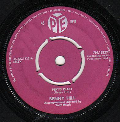 7inch Record BENNY HILL - Pepy's Diary 7N15327 Pye Records 1961 UK Pop Used
