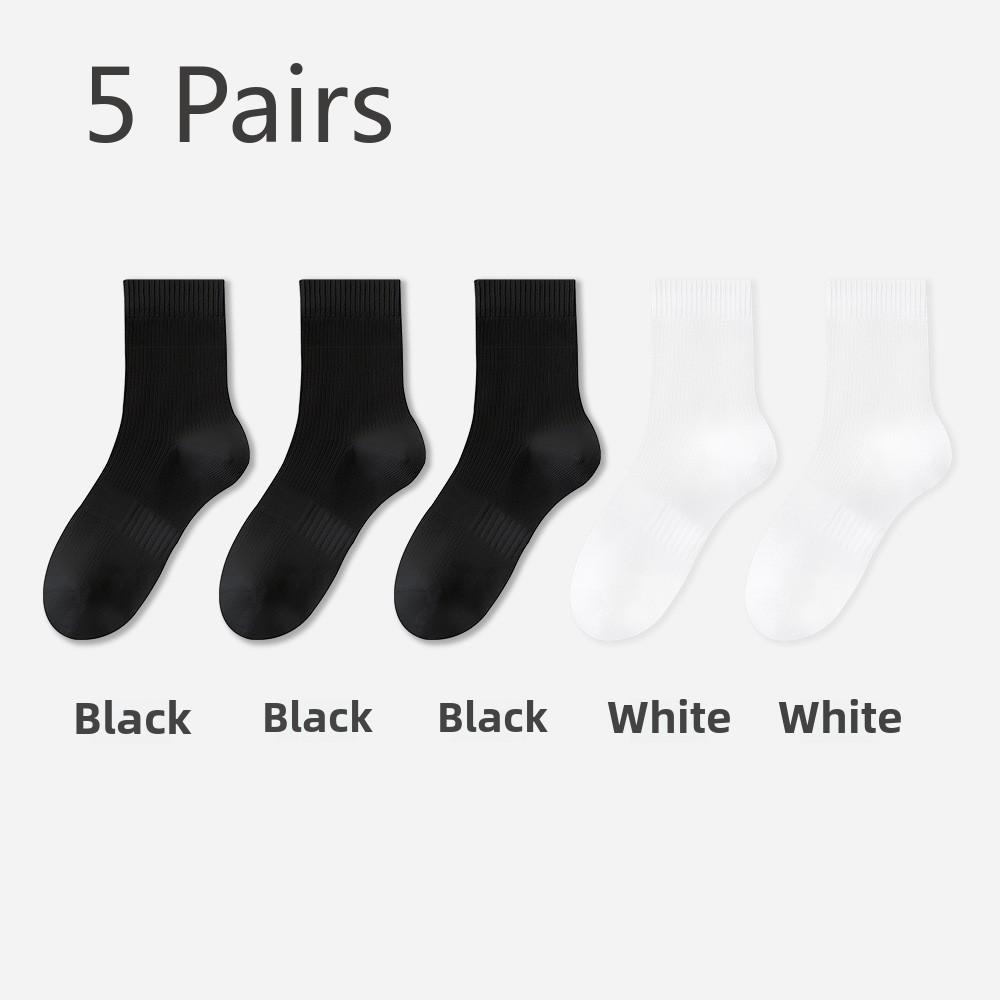 5 Pairs of Women's Spring and Summer Mesh Boneless Anti-bacterial, Anti-odour, Sweat-absorbent Long Casual Socks