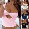 2025 Summer European and American Cross-Border Foreign Trade Women Clothes Sexy Slim Fit Solid Deep V-neck Hollow Short Sleeve T-shirt Women's Top