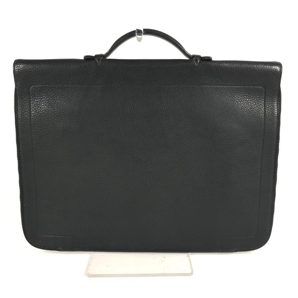 HERMES vintage Serviette Tote Bag Document Handbag Business bag Leather Black
