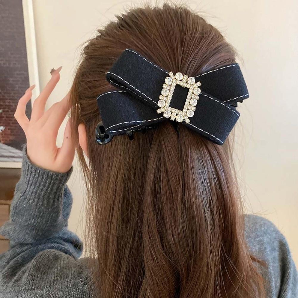 Plastic Women Vertical Clip Korean Style Ponytail Holder Fashion Bow Banana Clip Daily
