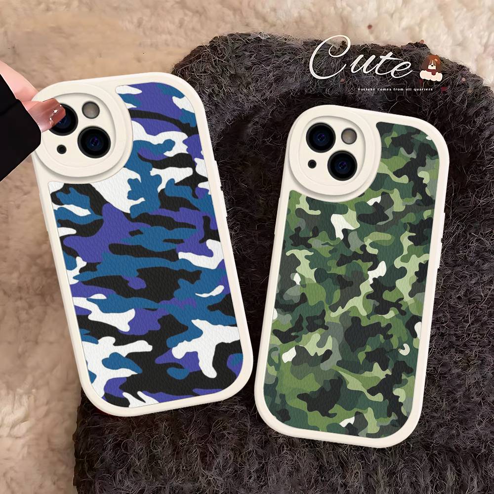 Camouflage Camo Military Army Phone Case For IPhone 16 15 14 11 12 13 Pro Max Plus Back Leather Shell