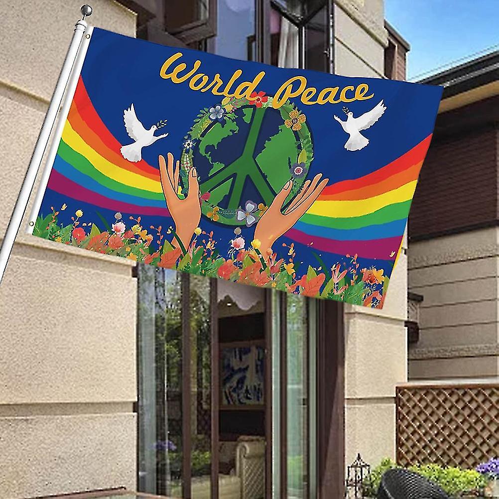 World Peace Flag Polyester Large Banners 90 X 150 Cm Fade Resistant Great for Indoor and Outdoor Decoration.