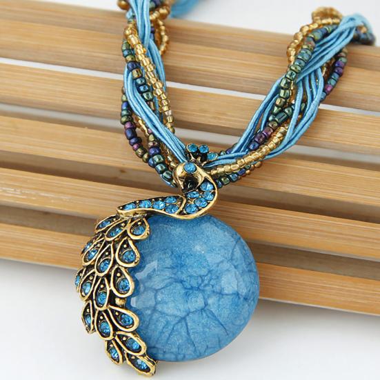 Retro Vintage Necklace Bright-colored Bohemian Style Exquisite Sweater Chain for Daily Life