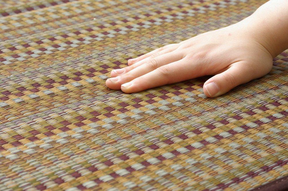 IKEHIKO "F Varias" Japanese-Made Igusa Rug, Brown, Approx. 191 x 191 cm (Urethane Backing)