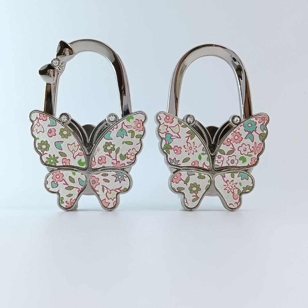 Durable Foldable Butterfly Handbag Hook Portable Creative Purse Holder Chrysanthemum Flowers Purse Hanger for Table