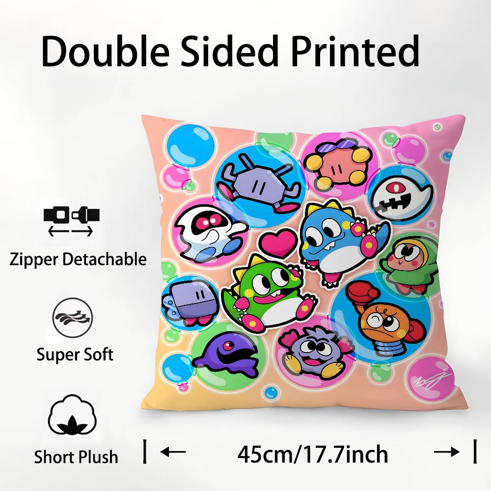 Game Bubbles B-Bobble Pillow Case Square Double‑Sided Print Cushion Case For Sofa Home Bedchamber Decor Gift
