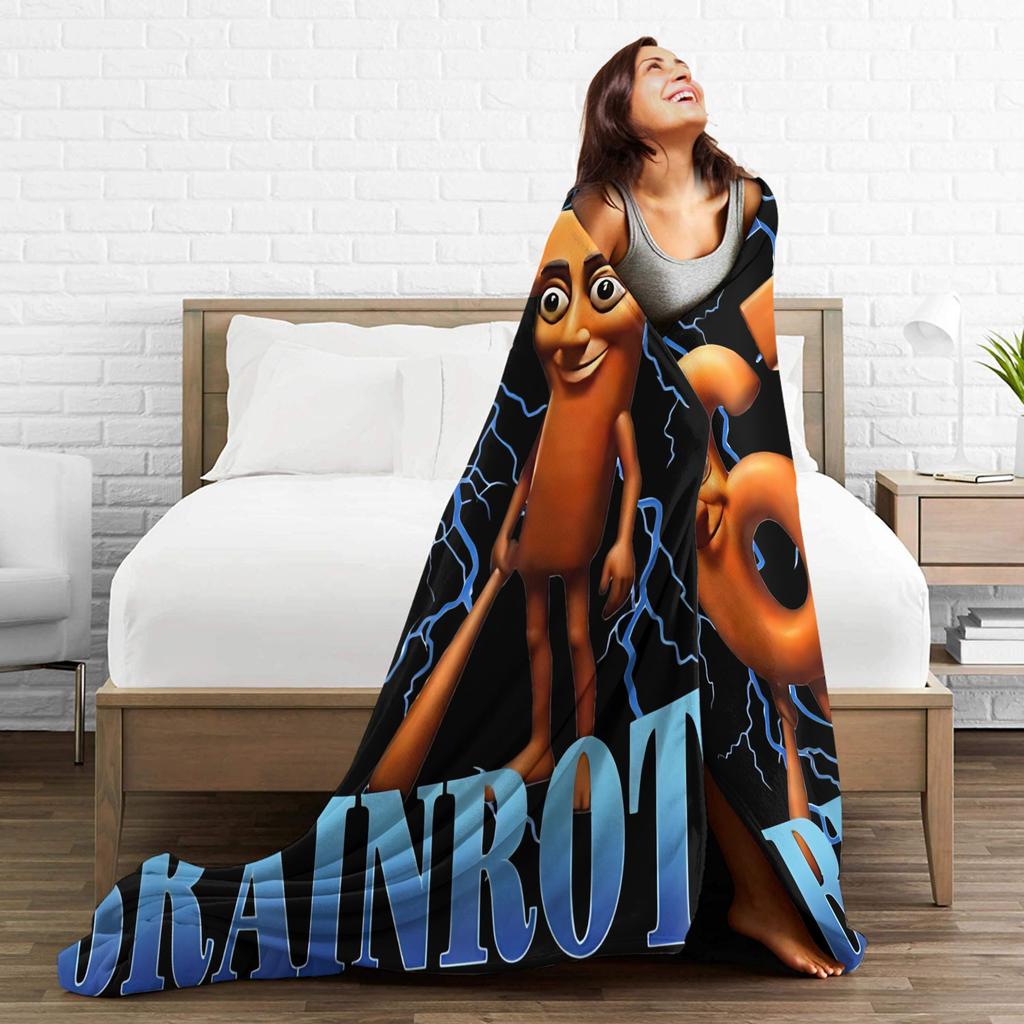 Soft Blanket 67 Meme Italian Brainrot Tung Tung Sahur Six Seven Throw Blanket  Flannel Bedspread For Home Decor Sofa Bed Cover