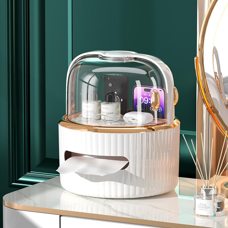 

Living Room Tissue Box Holder Organizer Versatile Luxury Paper Box Large Cosmetic Makeup Transparent Cover Rotating Storage Rack белый
