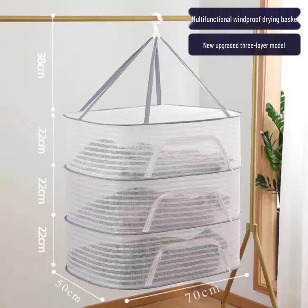 3-Layer Foldable Windproof Drying Rack for Clothes & Socks