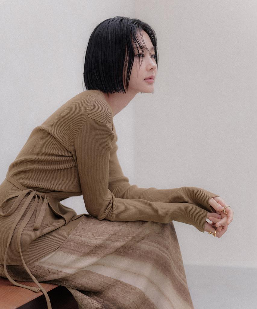 MEMUA Moment Soft Rib Wrap Knit (Mocha Brown)