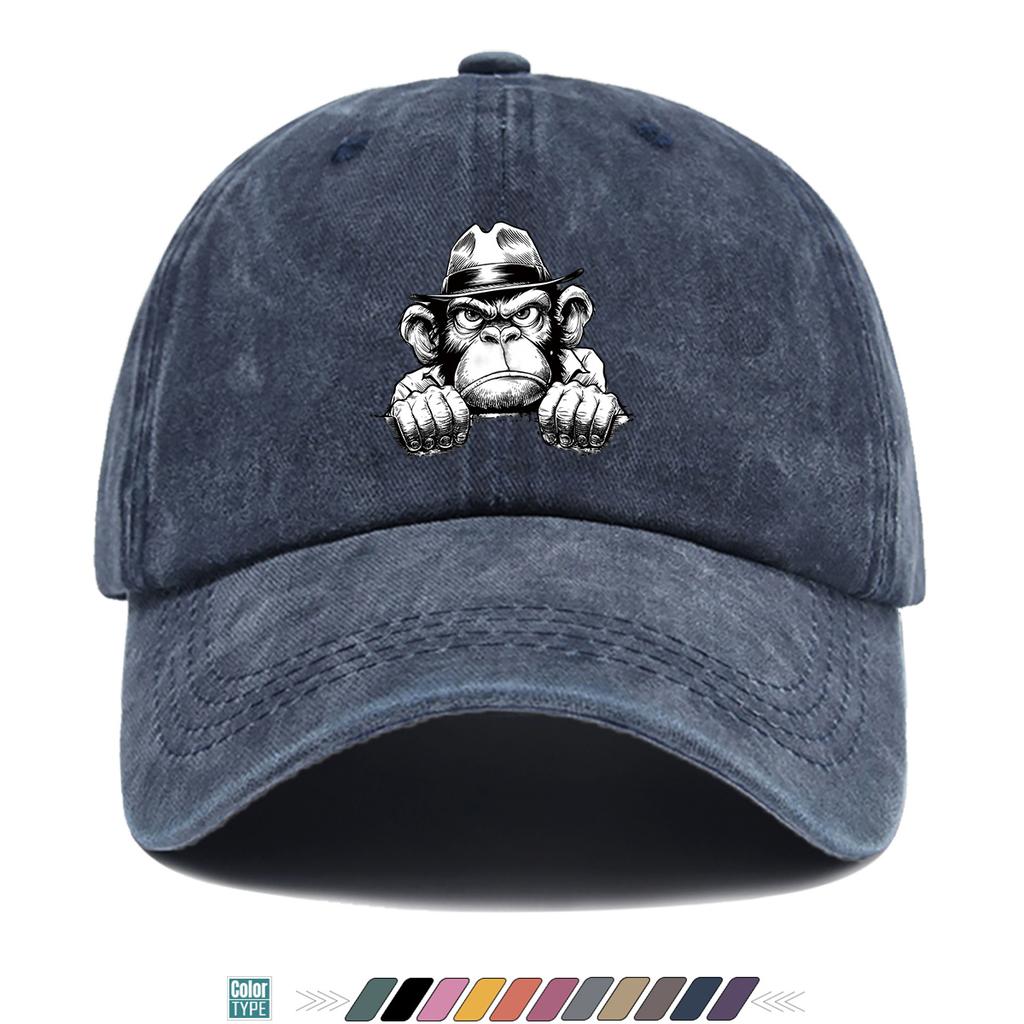 Pc Black  White Detective Gorilla Print Baseball Cap  Adjustable Duckbill Hat Suitable for Unisex  Women Lightweight Breathabl