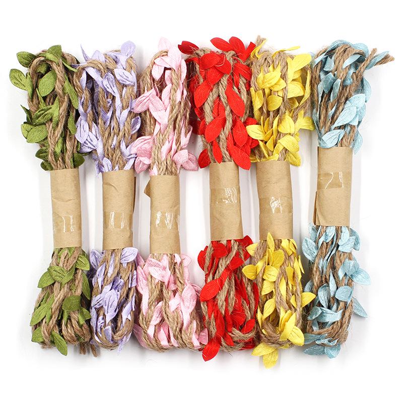 10m DIY Rattan Green Leaves with Hemp Rope for Kindergarten Decor
