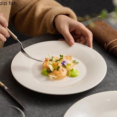 Vit Keramisk Grund Tallrik Biff Tallrik Desserttallrik Salladstallrikar Frukosttallrikar Molekylär Gastronomi Hotell Kreativ Bordsdukning