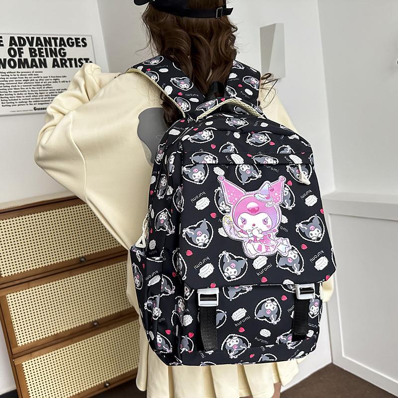 Stylish Nylon Backpack For Girls Large Capacity Cute Cartoon School Bag For Students