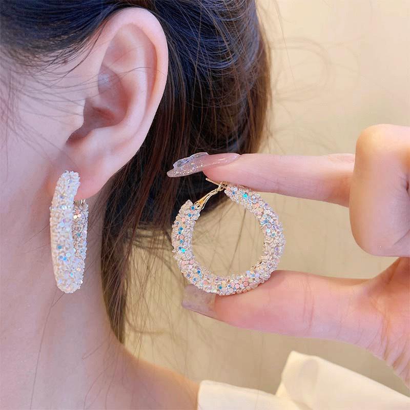 Colorful Rhinestone Temperament Earrings: Exquisite Ear Hoops for Women