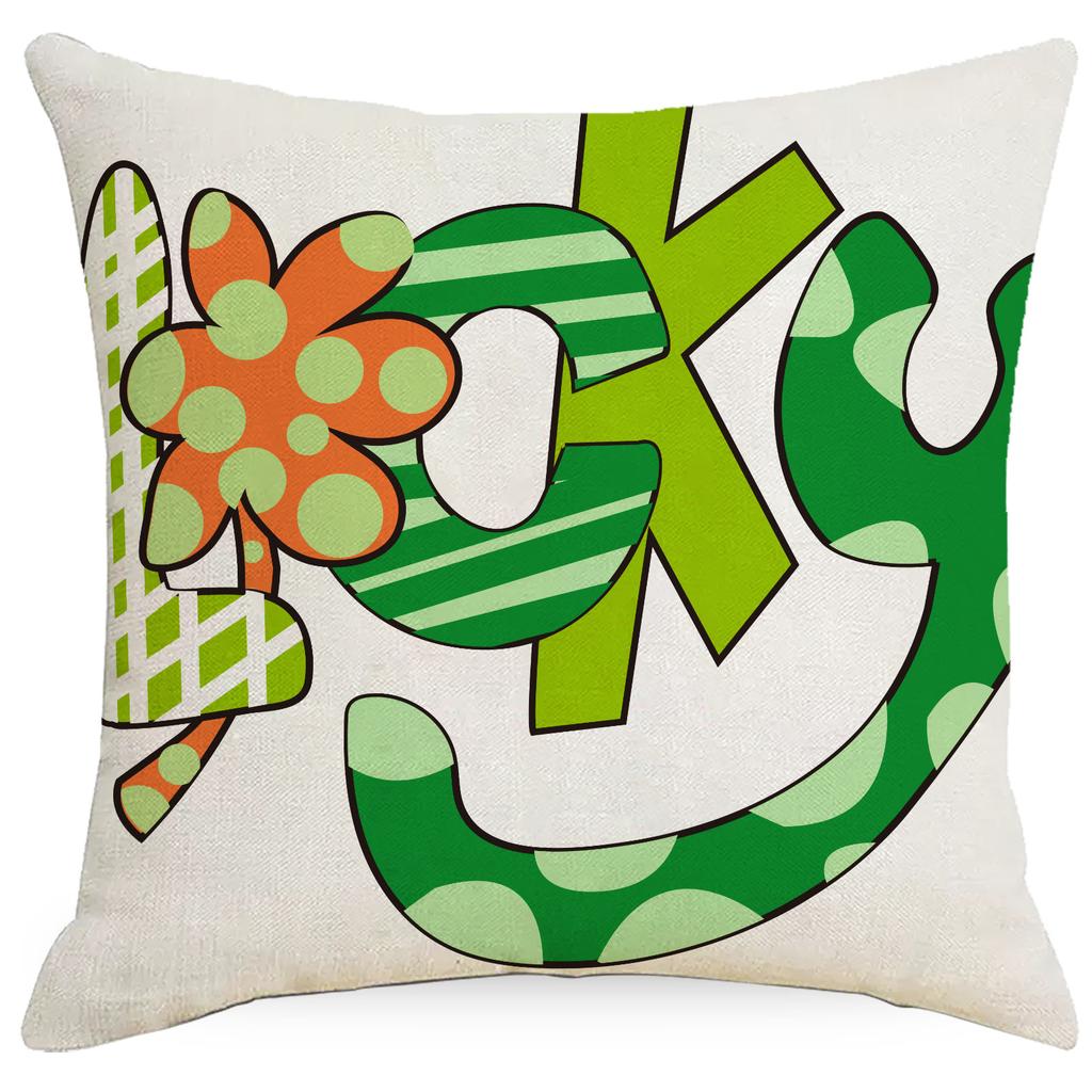 St. Patrick's Day Pillow New Lucky Grass Festival Line Crocodile Pillowcase Home