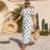 European and American Foreign Trade Summer Explosion Fashion Casual Crew Neck Dress Polka Dot Printing French A-shaped Dress Women