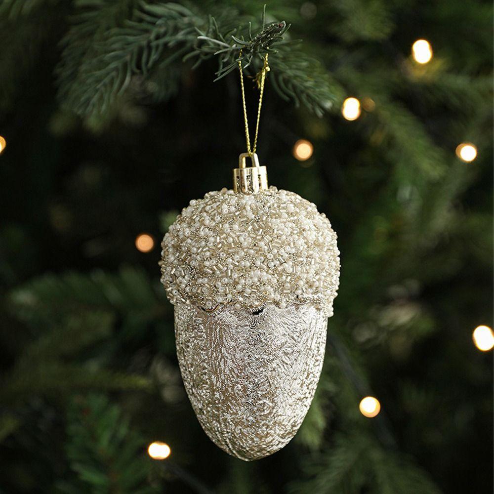 Light Gold Christmas Balls Pendants Plastic Shatterproof Xmas Tree Hanging Pendants Pinecone Merry Christmas Decor Hotel Mall