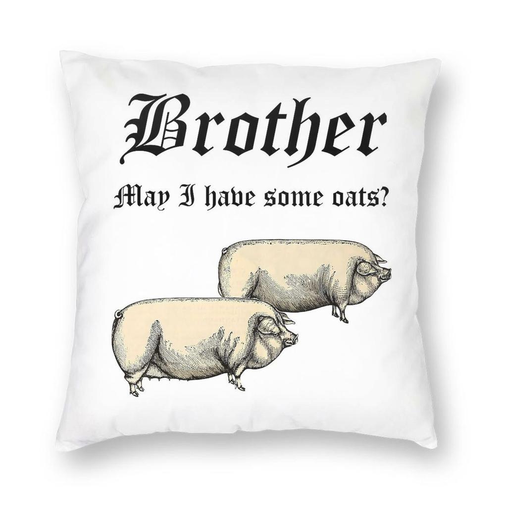 Brother May I Have Some Oats Square Pillowcase Polyester Linen Velvet Printed Zip Decorative Pillow Case Car Cushion Cover