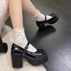 High Heels Mary Janes Shoes Autumn Patent Heeled Shoes Women Chunky Platform Ankle Strap Pumps