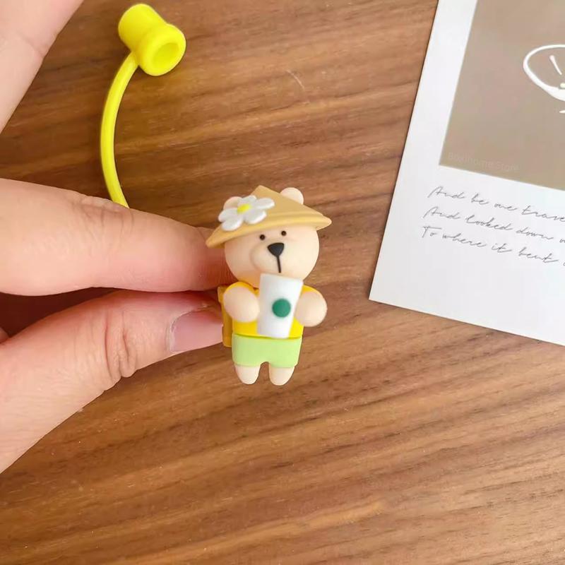 Kawaii Silikon-Strohhalmabdeckung für 7-8mm Cartoon Lebensmittelqualität Silikon Staubdicht Hitzebeständig Strohhalm-Stopfen Kappe Schnabeltassen Zubehör