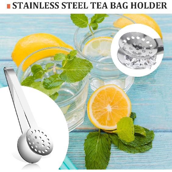Tea Bag Squeezer, Stainless Steel Tea Bag Squeezer Tongs, Teabag Filter, Dispenser Accessories for Teas Drinkers, Durable Round Strainer Gripper