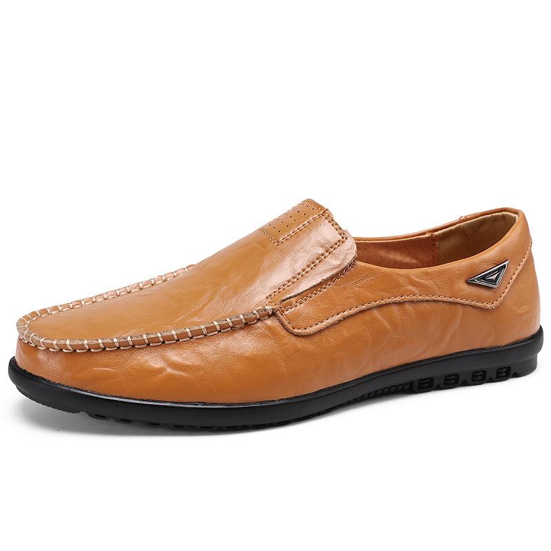 

Large size men s casual leather shoes cowhide soft sole breathable one-pedal loafers handmade driving shoes men 47 47
