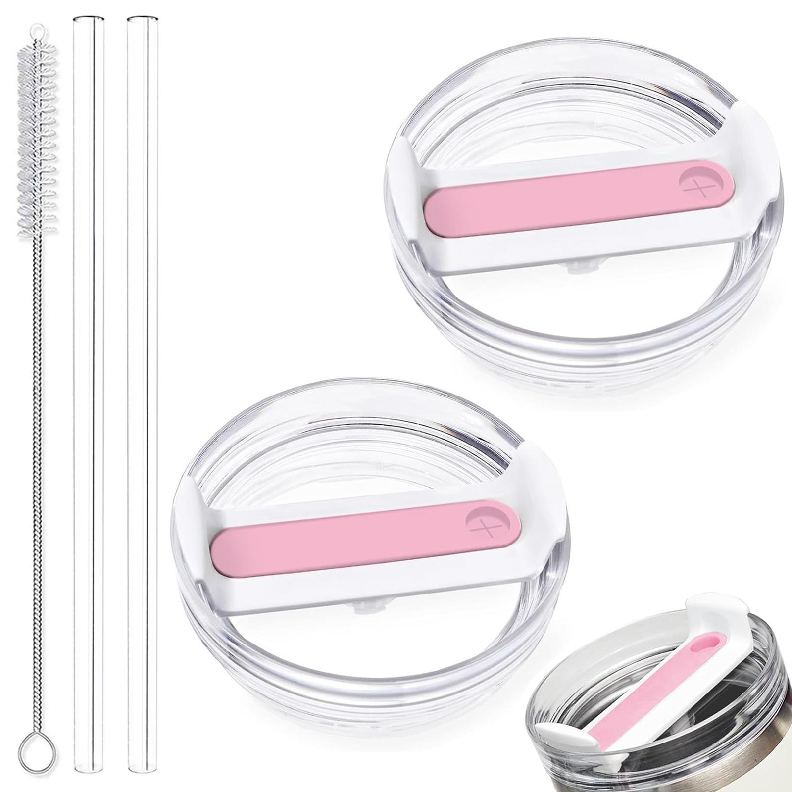 

40oz Tumbler Lid Replacement Fit for Stanley Cup, 2 Pack Replacement Tumbler Lids , with 2 Straws and 1 Cleaning Brush