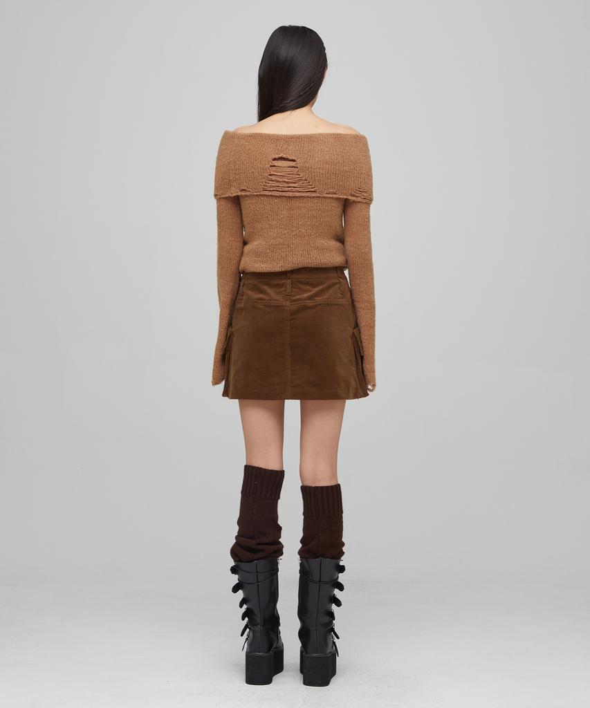Lara Fox Corduroy Cargo Mini Skirt Brown Bq4Ws004