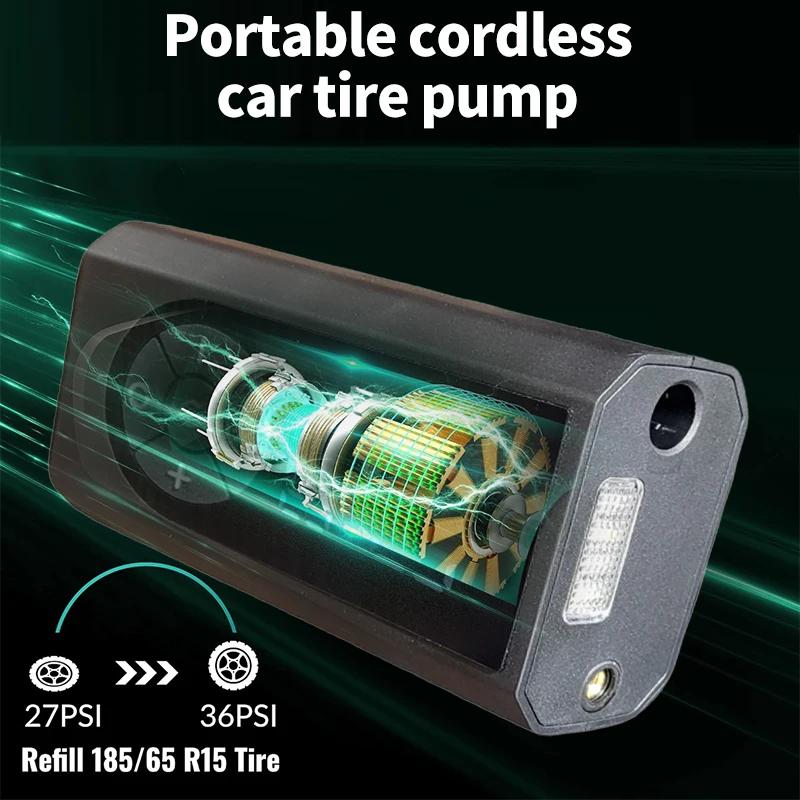 Kablosuz Araba Hava Pompası Taşınabilir Hava Kompresörü Araba Motosiklet Bisiklet için LCD Dijital Ekranlı Elektrikli Lastik Şişirici