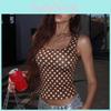Streetwear Ärmelloses U-Ausschnitt Crop Top mit Punktmuster für Damen
