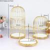 Birdcage Cake Stand Two Floors Three Floors Ceramic Plate Golden Silver Metal Snack Rack Dessert Cake Pastry Tray Display Stand