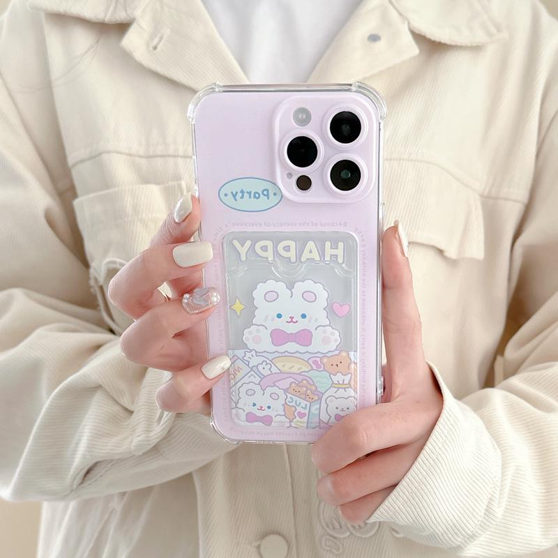 Zhitai iPhone 16 Case: 15 Pro Max/14 Pro, Rabbit Cartoon & Card Holder