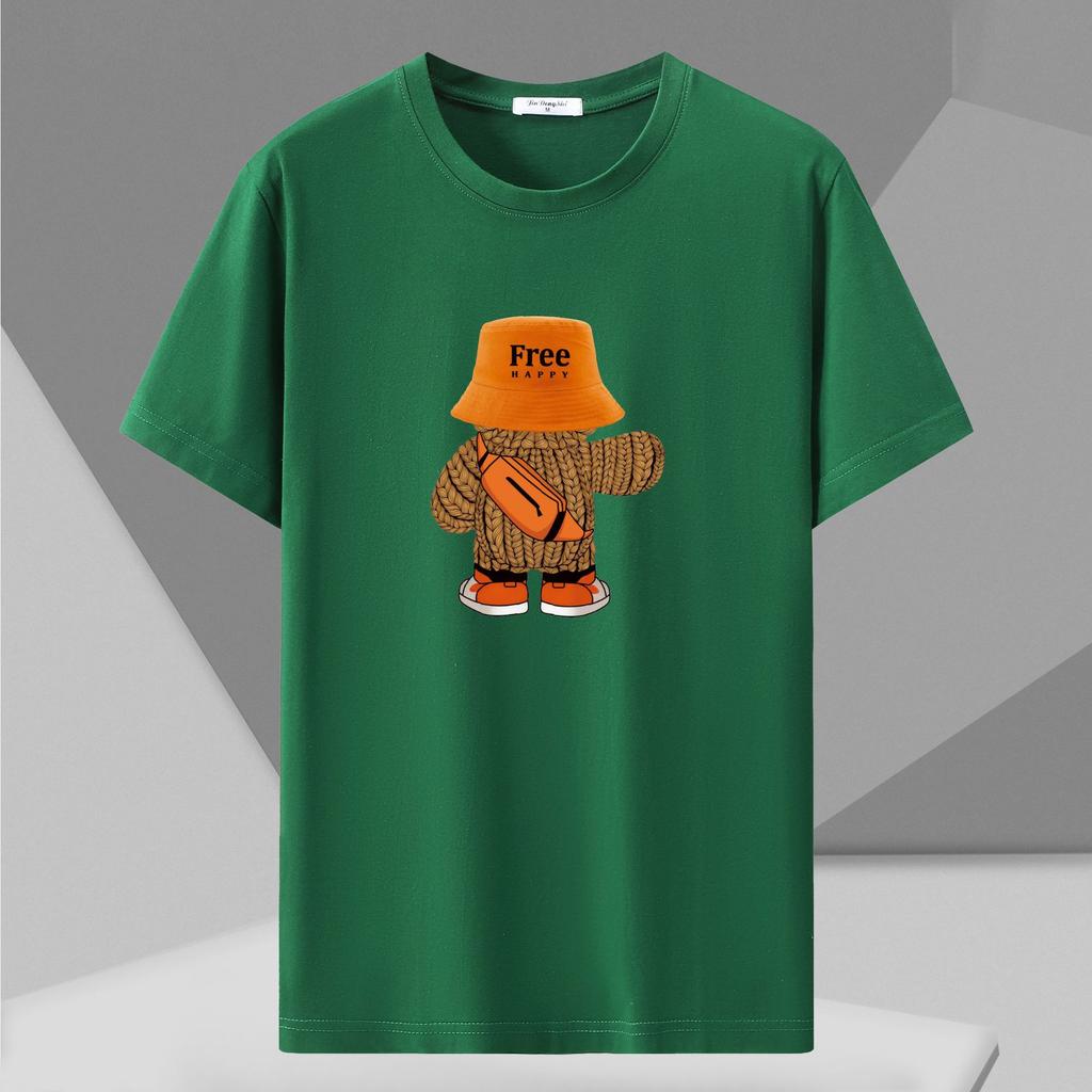 Cotton T-Shirts Men's Short Sleeved T-shirt Korean Trendy Brand Student Round Neck Cotton Loose Half Sleeved Top T-shirt