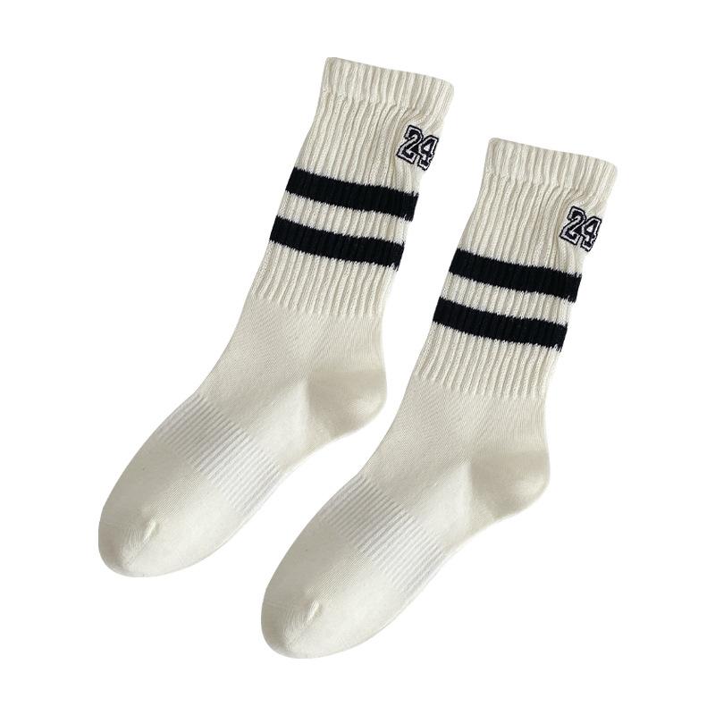 Female Spring and Autumn All Match Letter Embroidery Tube Socks