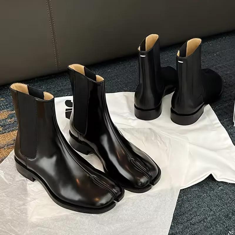 2025 Spring and Autumn New British Style Horseshoe Short Boots with Middle Tube Elasticity and Personalized Design Chelsea Boots