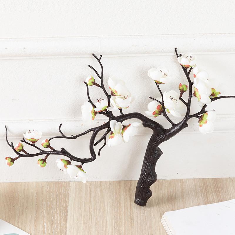 

Artificial Flower Bonsai Plum Tree With Silk Flowers For Home Decor And Photography Props белый