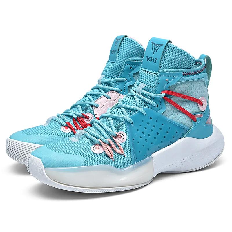 Moda Azul Alta Calidad Original Zapatillas de Baloncesto para Hombre Bota de Entrenamiento de Gimnasio Zapatillas Altas Gruesas para Hombre Zapatos de Diseño de Marca 2025