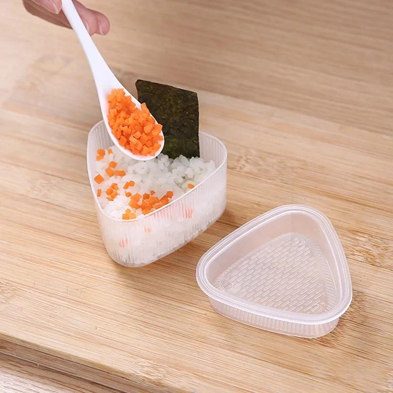 1/2 Stücke Dreieckige Kunststoff Sushi Reis Ball Maker Form Onigiri Mold Set Küche Gadgets Zeug Transparent Bento Zubehör