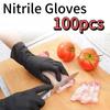 20/50/100pcs Disposable PVC Black Nitrile Gloves,Waterproof Latex Free,For Car Repair Food Safe Hair Dyeing Work Gloves