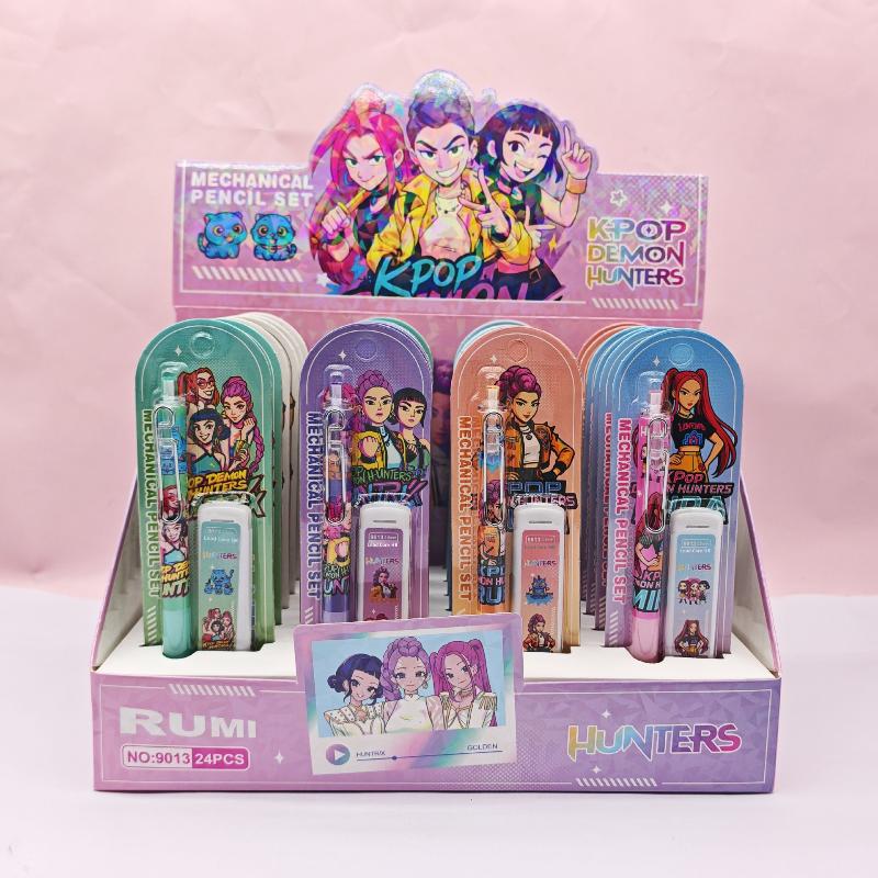 Kpop Lovci démonů 0,5mm Automatická tužka Sada Hladké psaní Kreslicí tužka Kancelářské potřeby Pro studenty Anime Cosplay Potřeby Dárky