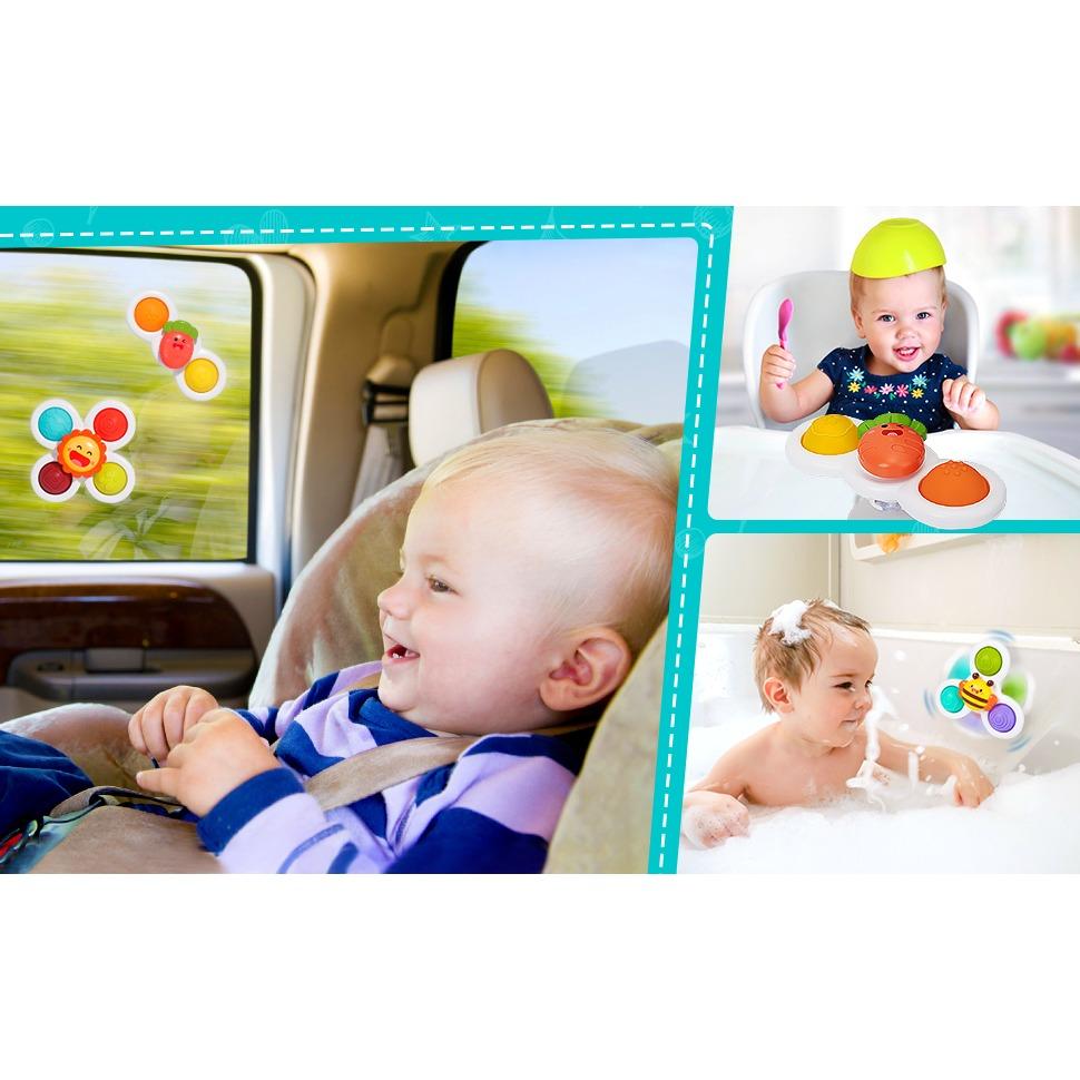Suction Cup Toy Baby, Pack of 3 Sensory Funny Cartoon Water Toys for Children Toddler Baby From 18 Months