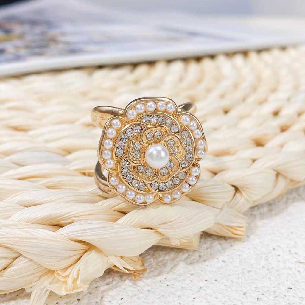 Korean Cartoon Pearl Brooch & Camellia Corsage with Crystal Diamond Scarf Buckle