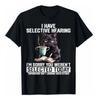 Mam Selektywny Słuch Zabawny Kot Czytający Graficzny T-shirt Sarkastyczny Humor Bawełniany T-shirt dla Mężczyzn Kobiet