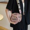 BEIBAOBAO New Canvas Embroidered Small Square Bag Cute Cartoon Small Bear One Shoulder Bags Fashionable Exquisite Design Rivet Women's Messenger Bag