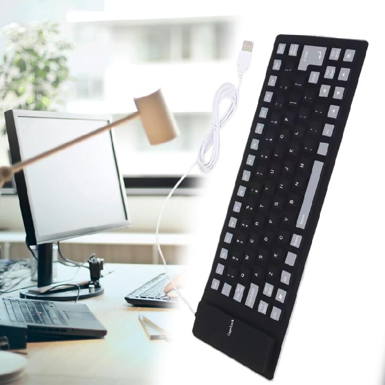 Rolls up Silicone Keyboards 85Keys USB Wireds Silents and Flexible for Comfortable Typing on Laptops and PC Waterproof