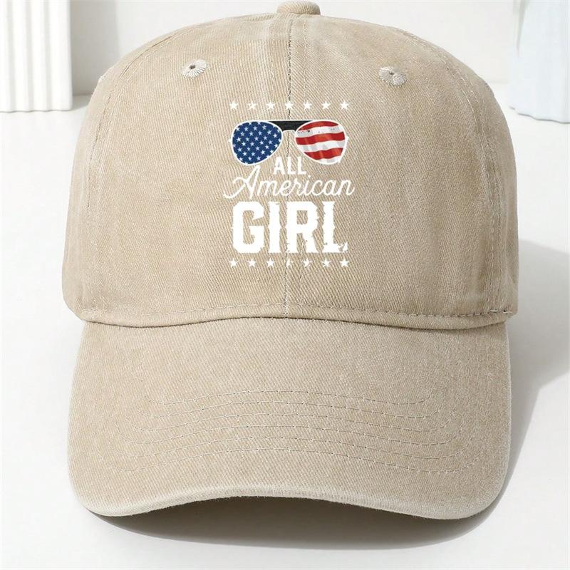 

American Independence Day Flag Print Baseball Cap for Men and Women, Summer Sun Protection, Face-Slimming Duckbill Cap, Holiday Trend бежевый