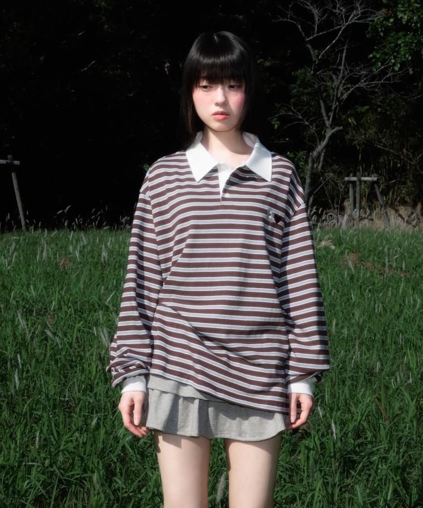ROSEFRANTZ Stripe Collar Long Sleeve [Brown]