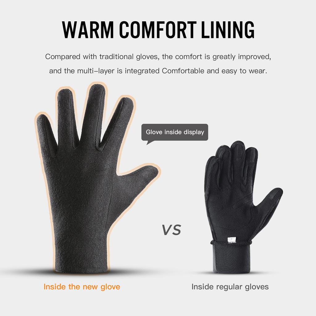 Outdoor Winter Cycling Skiing Gloves Black Waterproof Warm Touchscreen Anti-Slip Mountaineering Motorcycle Ski Gloves